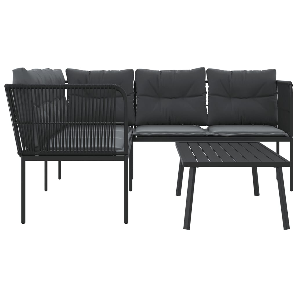 Ensemble de canapés de jardin et coussins noir acier textilène - XIOS