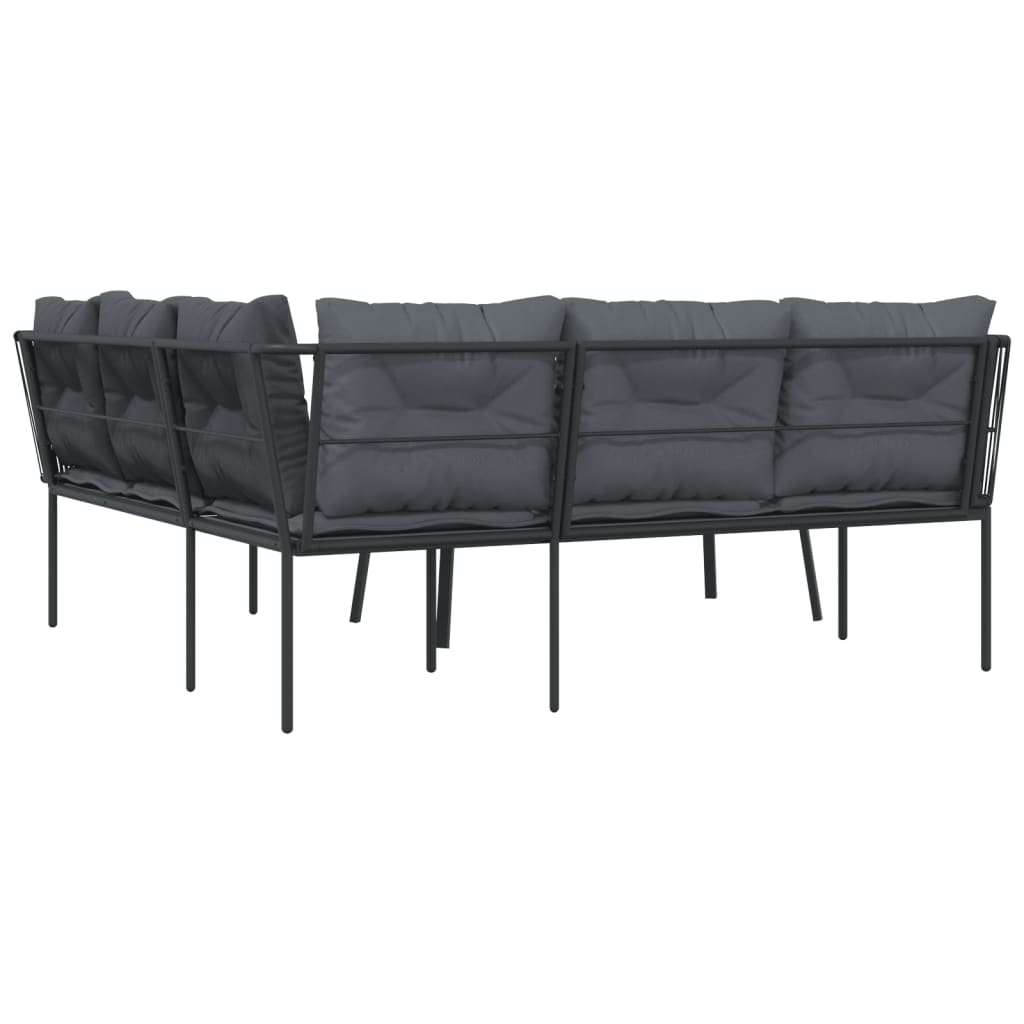 Ensemble de canapés de jardin et coussins noir acier textilène - XIOS