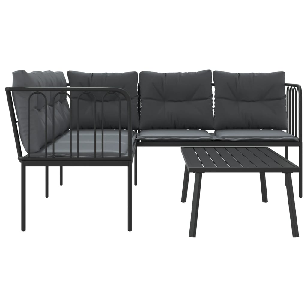 Ensemble de canapés de jardin et coussins noir acier textilène - XIOS