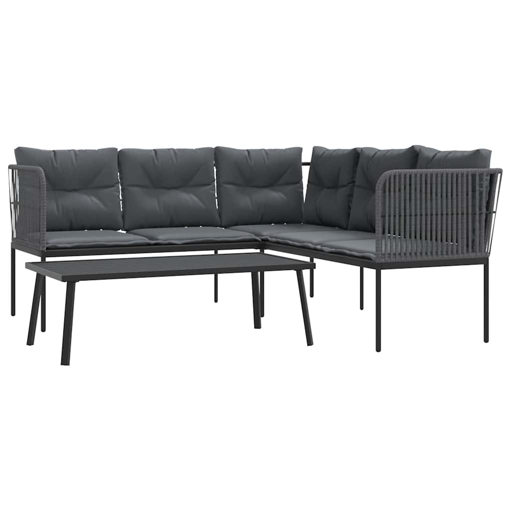 Ensemble de canapés de jardin et coussins noir acier textilène - XIOS
