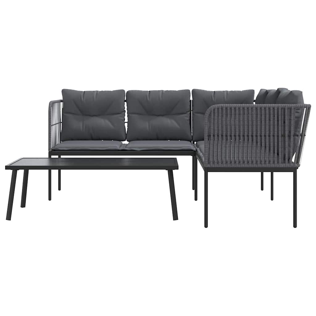 Ensemble de canapés de jardin et coussins noir acier textilène - XIOS