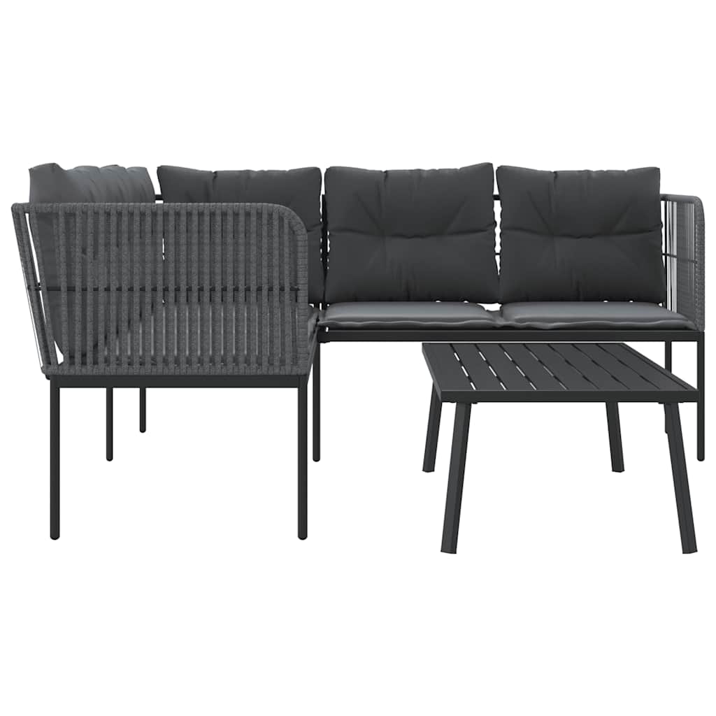 Ensemble de canapés de jardin et coussins noir acier textilène - XIOS