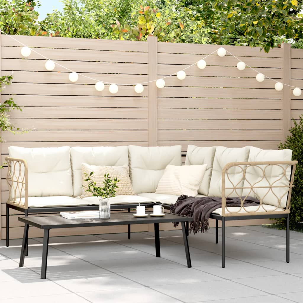 Ensemble de canapés de jardin et coussins noir acier textilène - XIOS