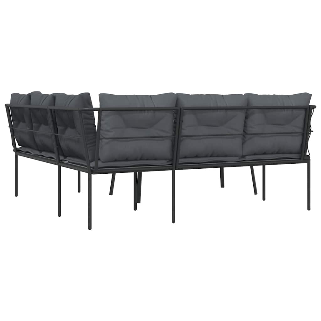Ensemble de canapés de jardin et coussins noir acier textilène - XIOS