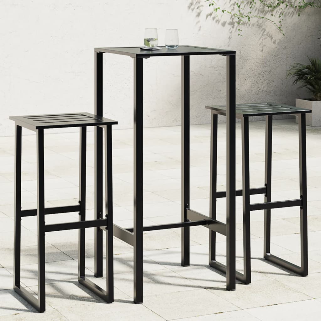 Ensemble de bar de jardin 3 pcs noir acier enduit de poudre - XIOS