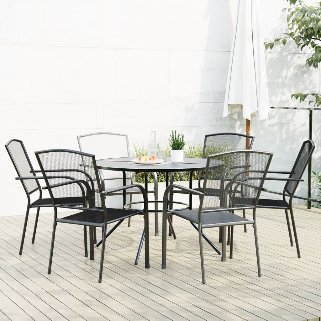 Ensemble de chaises de jardin empilables 7 pcs anthracite - XIOS