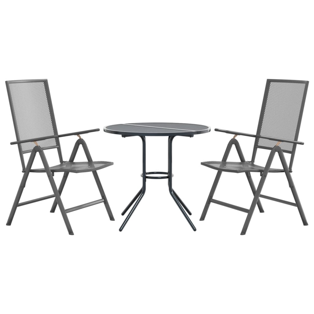 Ensemble de chaises de jardin inclinables 3 pcs anthracite - XIOS