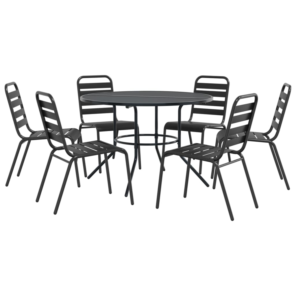 Ensemble de chaises de jardin empilables 7 pcs anthracite - XIOS