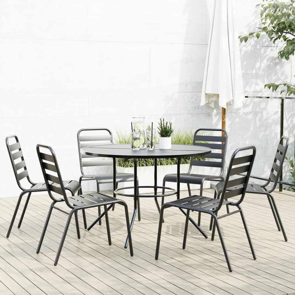 Ensemble de chaises de jardin empilables 7 pcs anthracite - XIOS