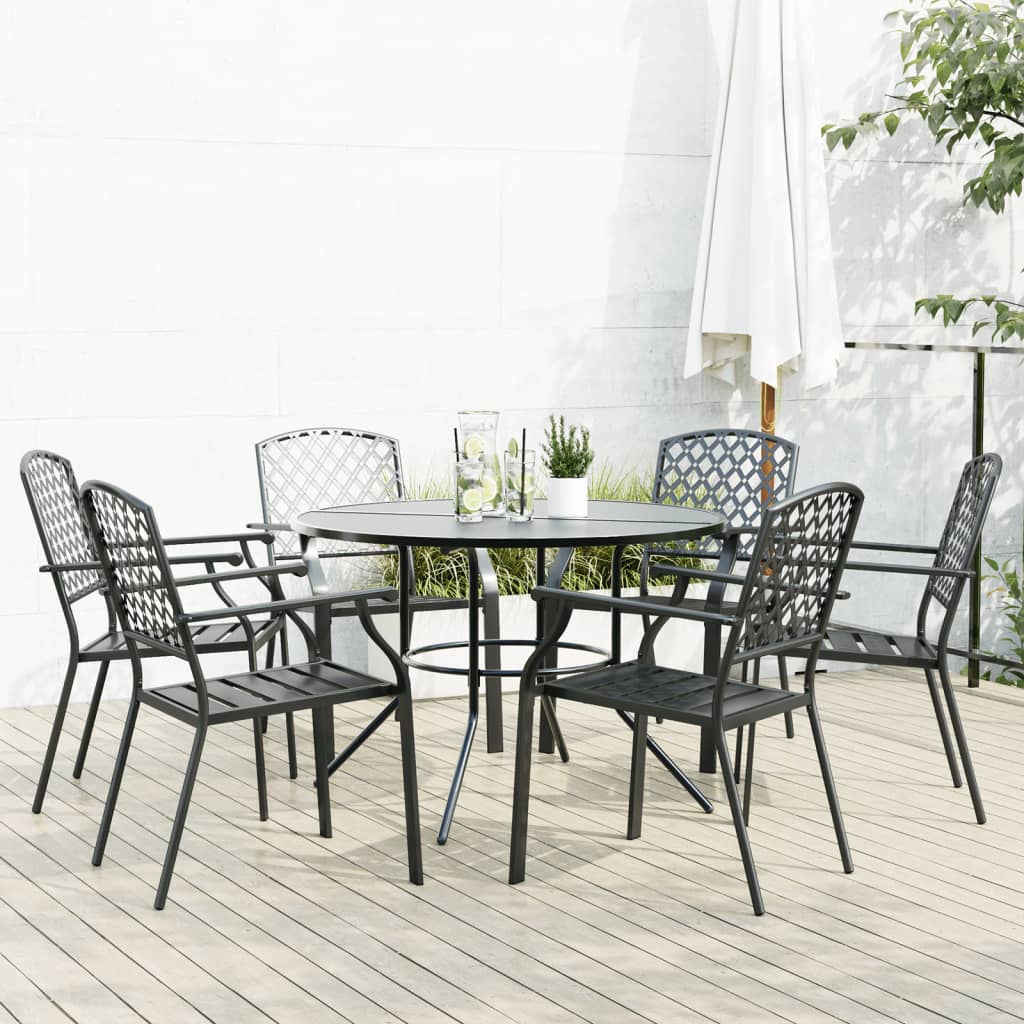 Ensemble de chaises de jardin empilables 7 pcs anthracite - XIOS