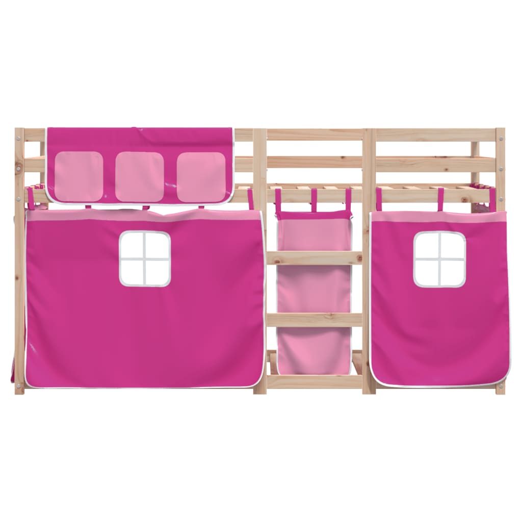 Lit superposé sans matelas rose 80x200 cm bois de pin massif - XIOS