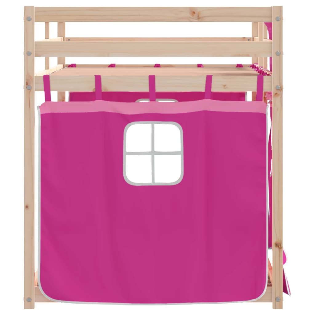 Lit superposé sans matelas rose 80x200 cm bois de pin massif - XIOS