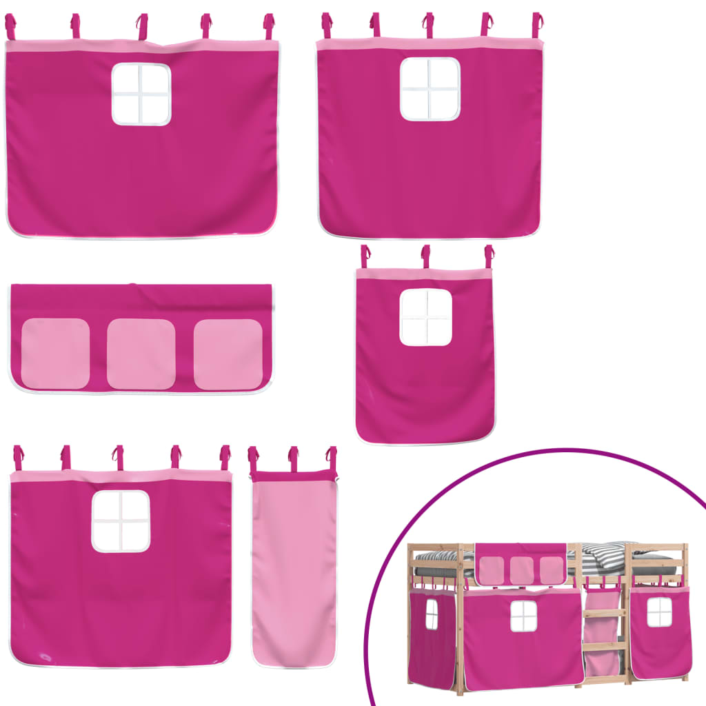 Lit superposé sans matelas rose 80x200 cm bois de pin massif - XIOS