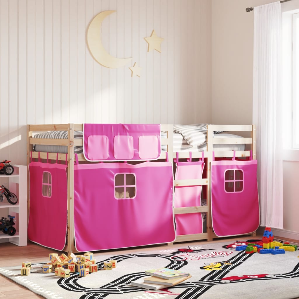 Lit superposé sans matelas rose 80x200 cm bois de pin massif - XIOS
