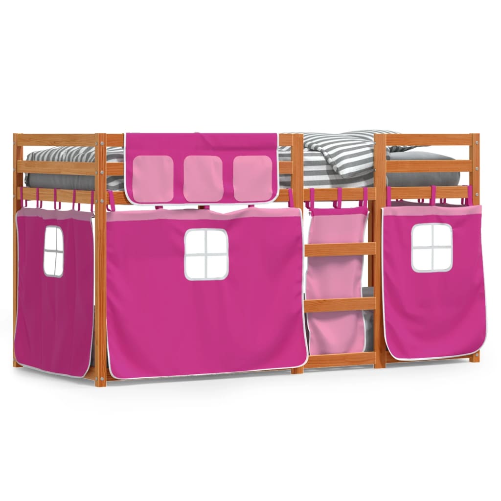 Lit superposé sans matelas rose 80x200 cm bois de pin massif - XIOS