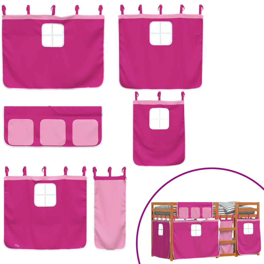 Lit superposé sans matelas rose 80x200 cm bois de pin massif - XIOS