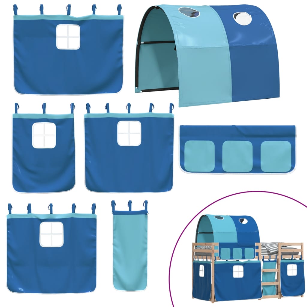 Lit superposé sans matelas bleu 75x190 cm bois de pin massif - XIOS