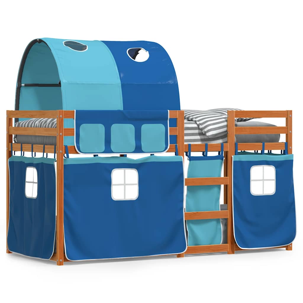 Lit superposé sans matelas bleu 80x200 cm bois de pin massif - XIOS