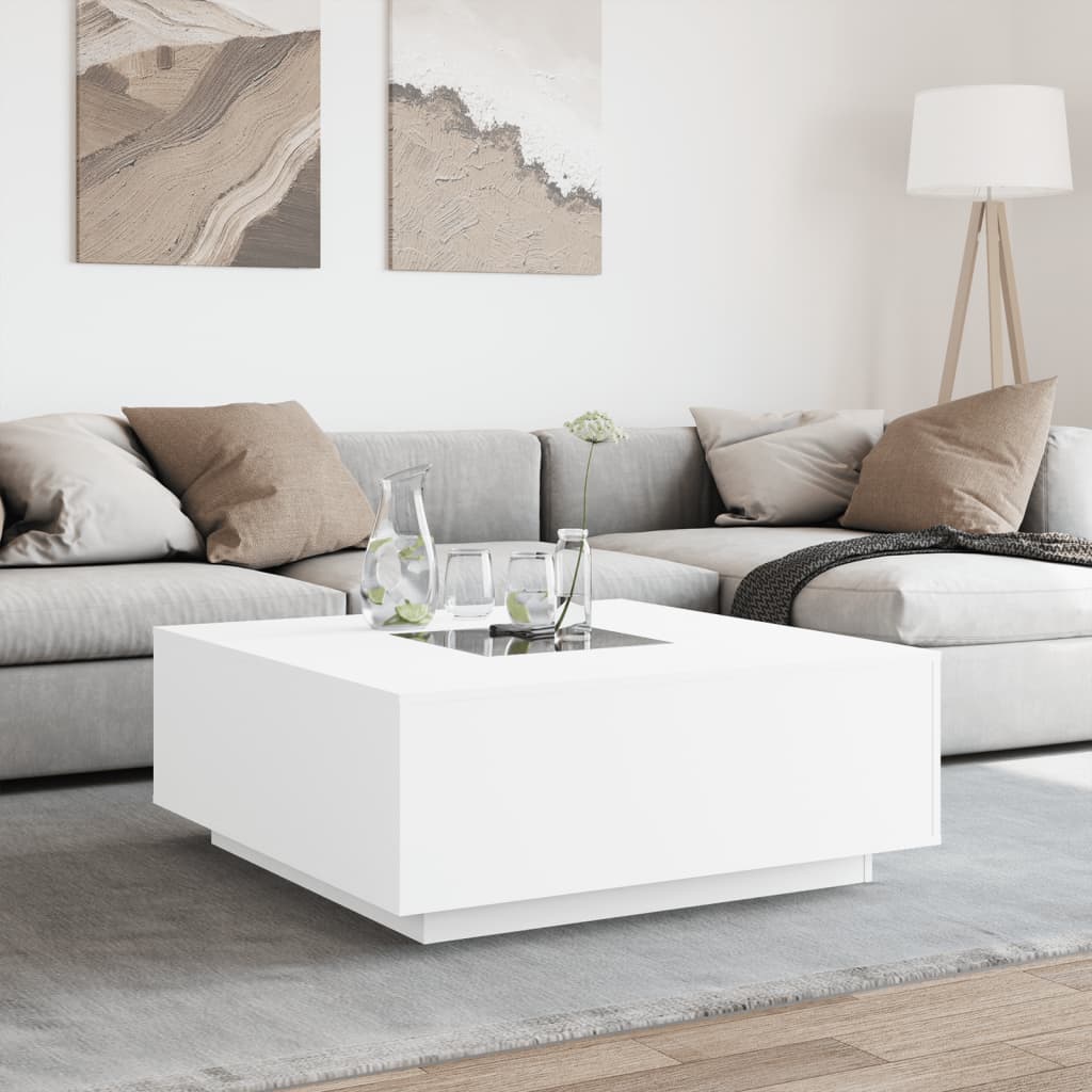 Table basse avec LED infini blanc 100x100x40 cm - XIOS