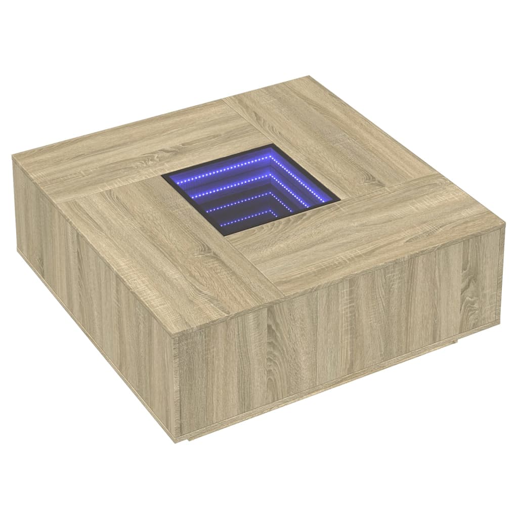 Table basse avec LED infini chêne sonoma 100x100x40 cm - XIOS