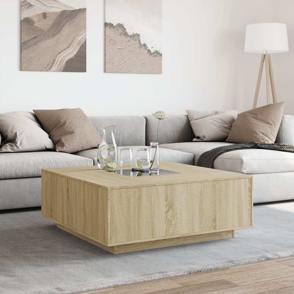 Table basse avec LED infini chêne sonoma 100x100x40 cm - XIOS