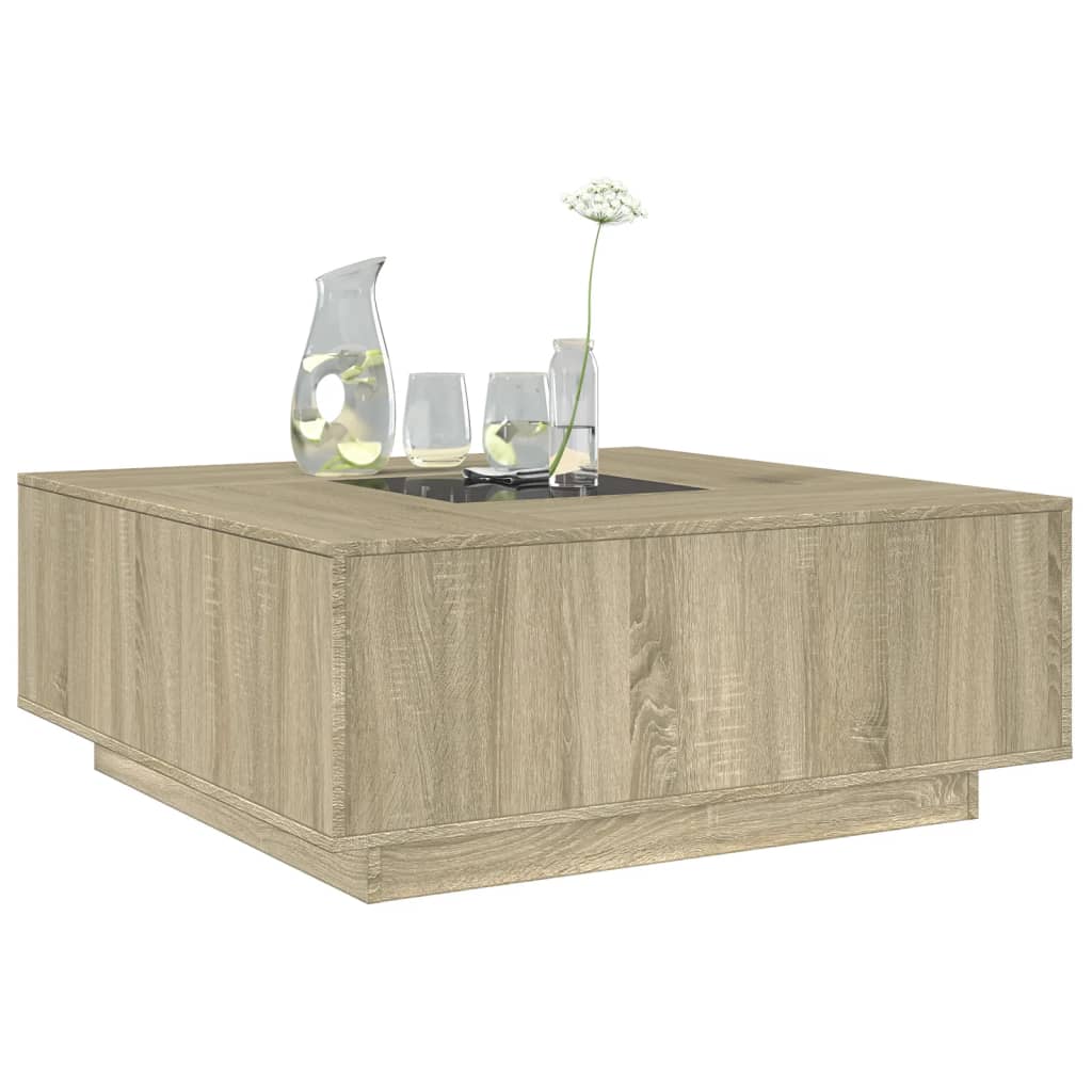 Table basse avec LED infini chêne sonoma 100x100x40 cm - XIOS