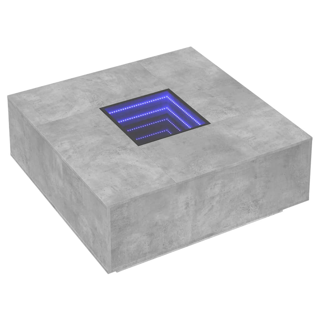 Table basse avec LED infini gris béton 100x100x40 cm - XIOS