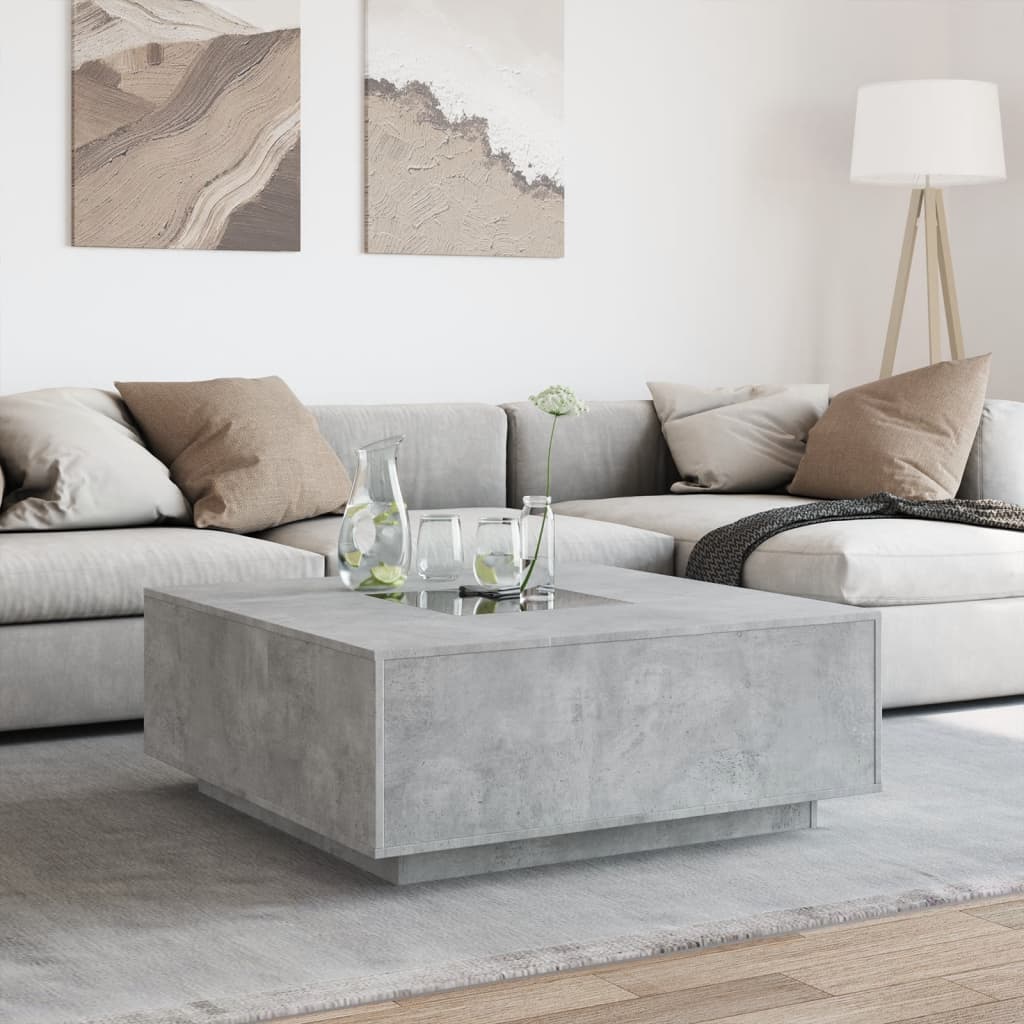 Table basse avec LED infini gris béton 100x100x40 cm - XIOS