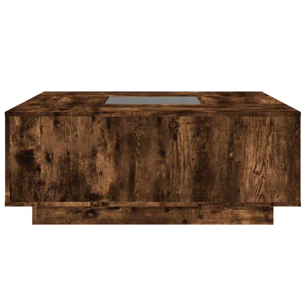 Table basse avec LED infini chêne fumé 100x100x40 cm - XIOS
