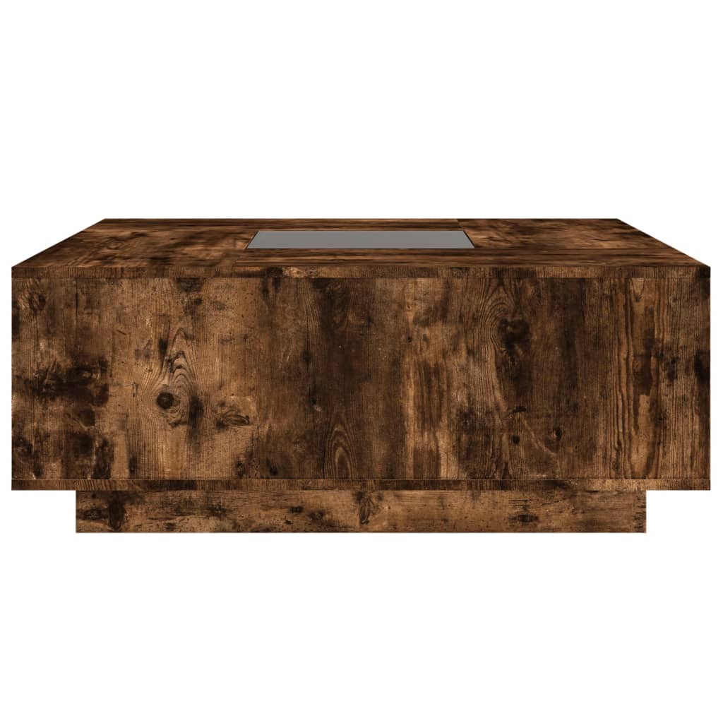 Table basse avec LED infini chêne fumé 100x100x40 cm - XIOS