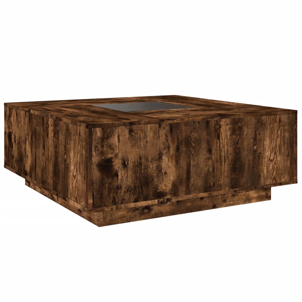 Table basse avec LED infini chêne fumé 100x100x40 cm - XIOS