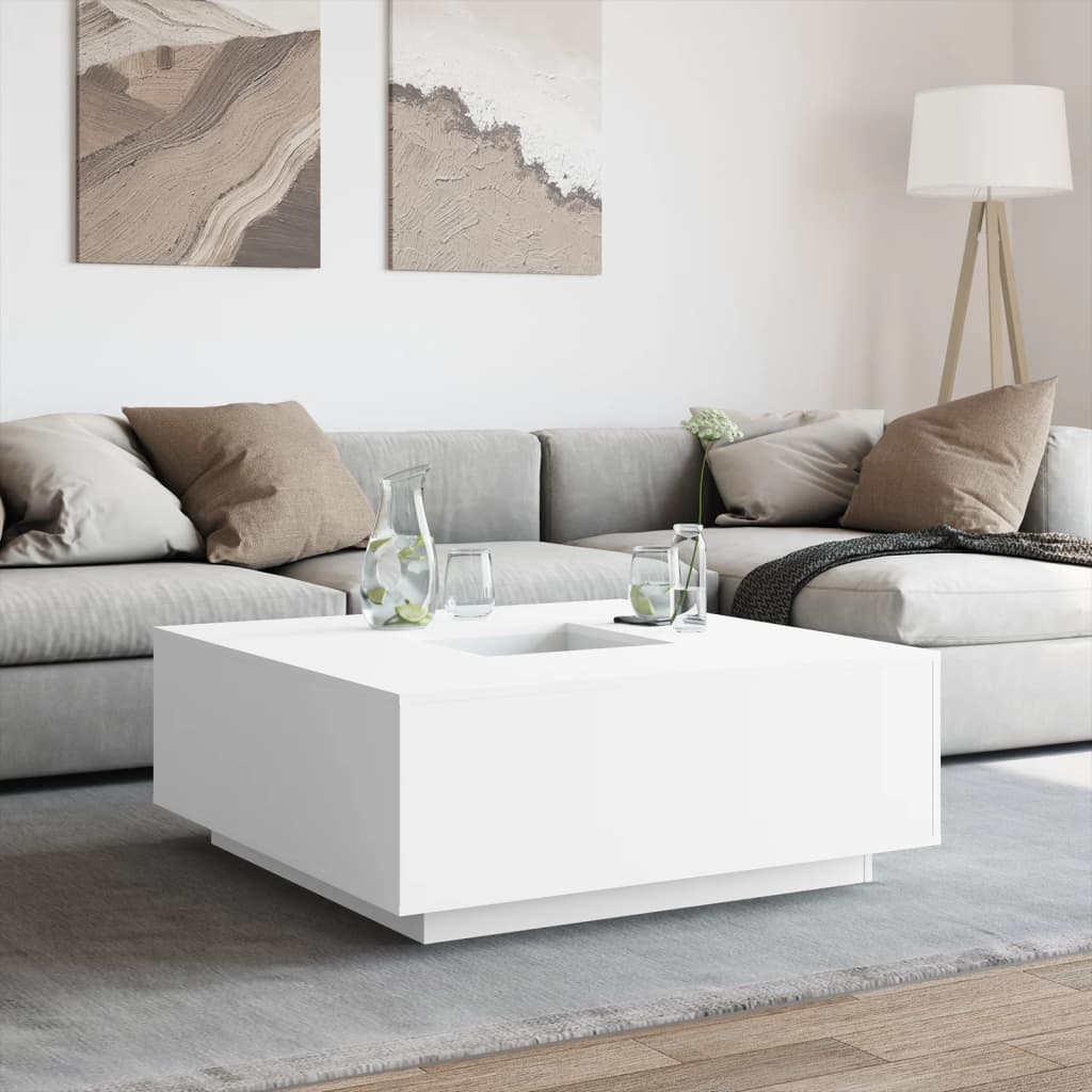 Table basse blanc 100x100x40 cm bois d'ingénierie - XIOS