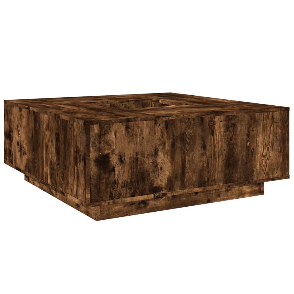 Table basse chêne fumé 100x100x40 cm bois d'ingénierie - XIOS
