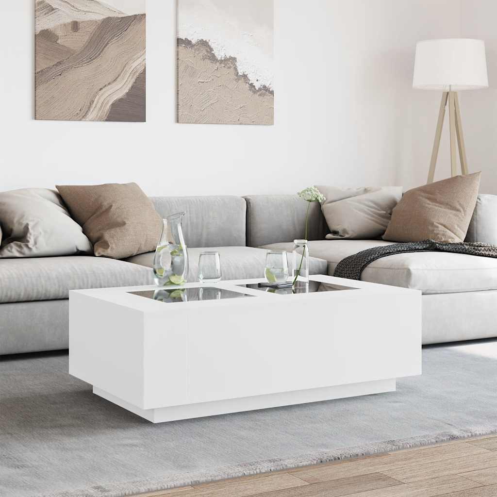 Table basse avec LED infini blanc 116x69x40 cm - XIOS