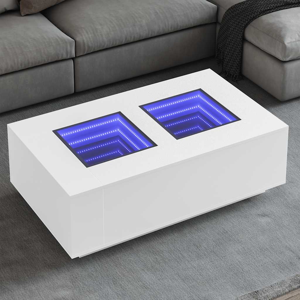 Table basse avec LED infini blanc 116x69x40 cm - XIOS