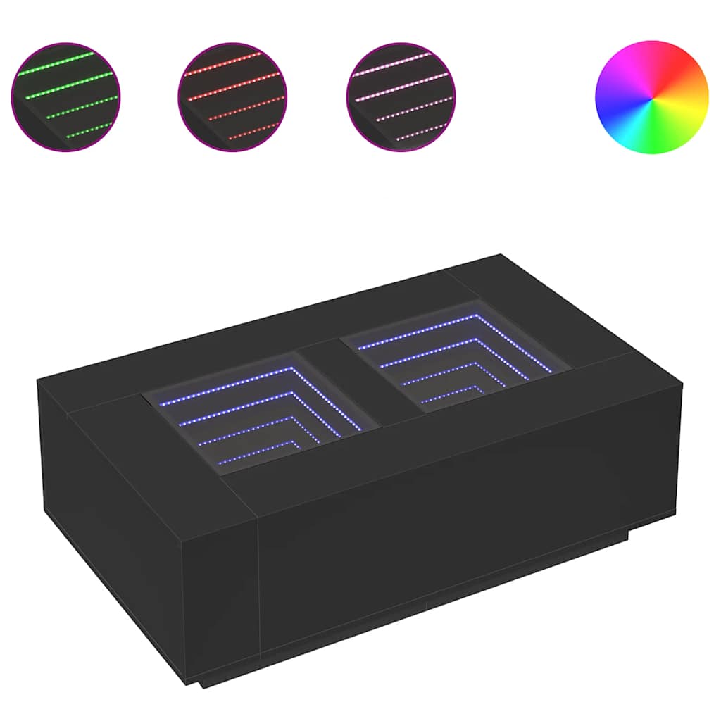 Table basse avec LED infini noir 116x69x40 cm - XIOS