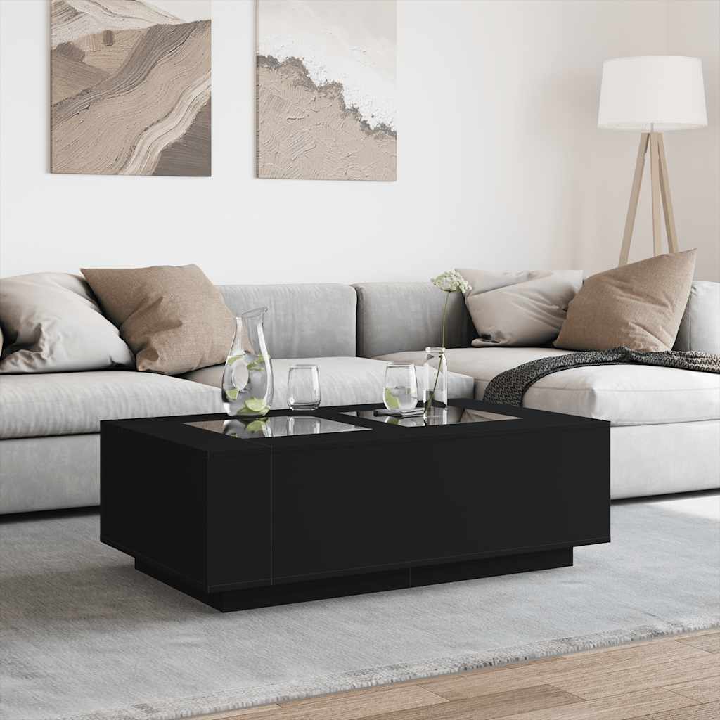 Table basse avec LED infini noir 116x69x40 cm - XIOS