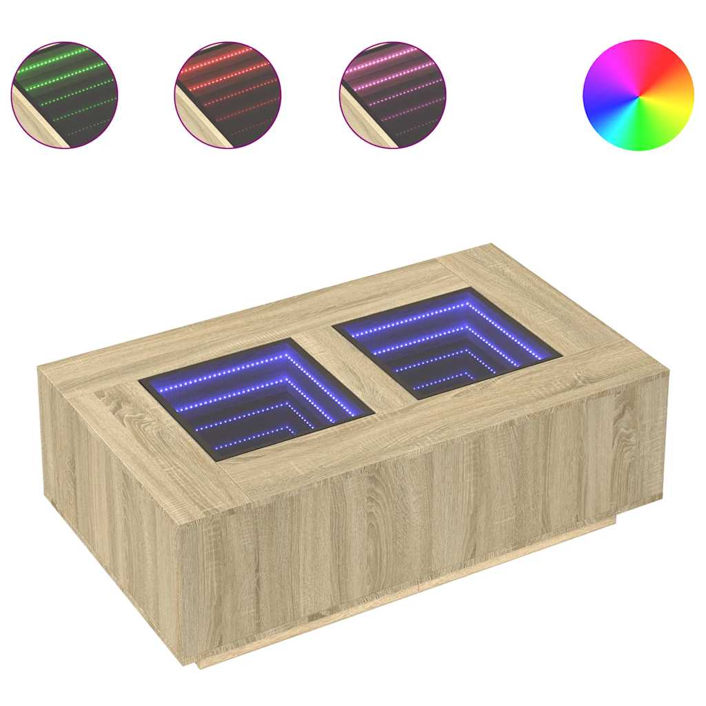 Table basse avec LED infini chêne sonoma 116x69x40 cm - XIOS