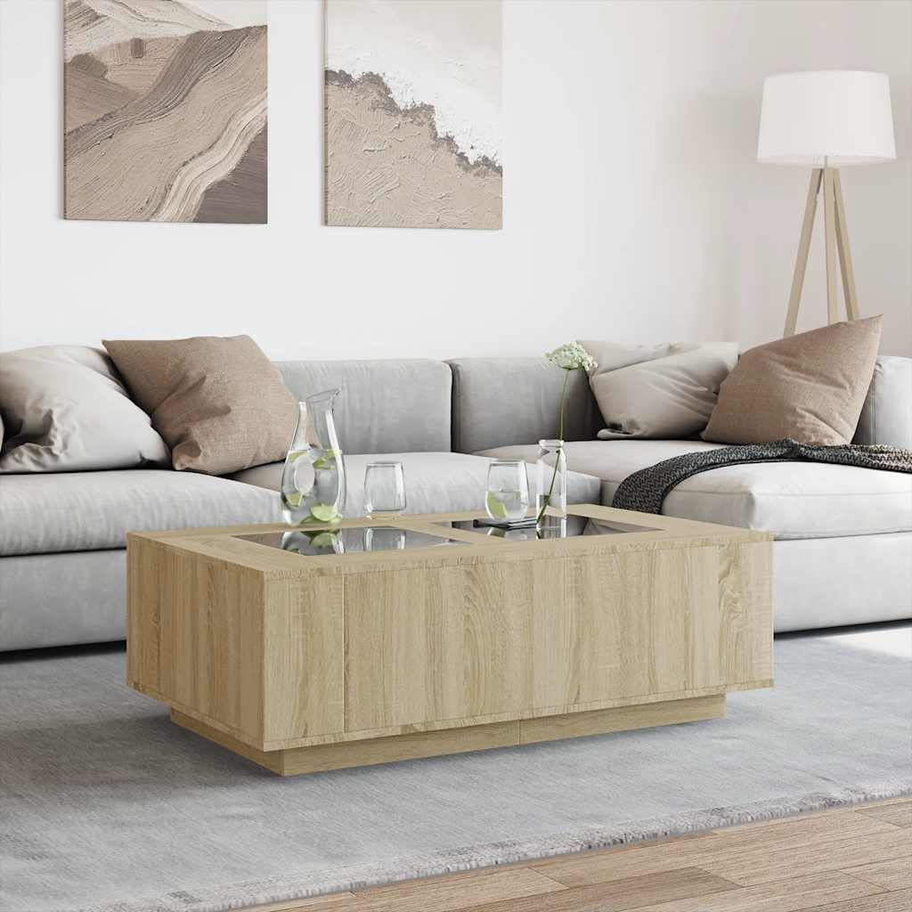 Table basse avec LED infini chêne sonoma 116x69x40 cm - XIOS