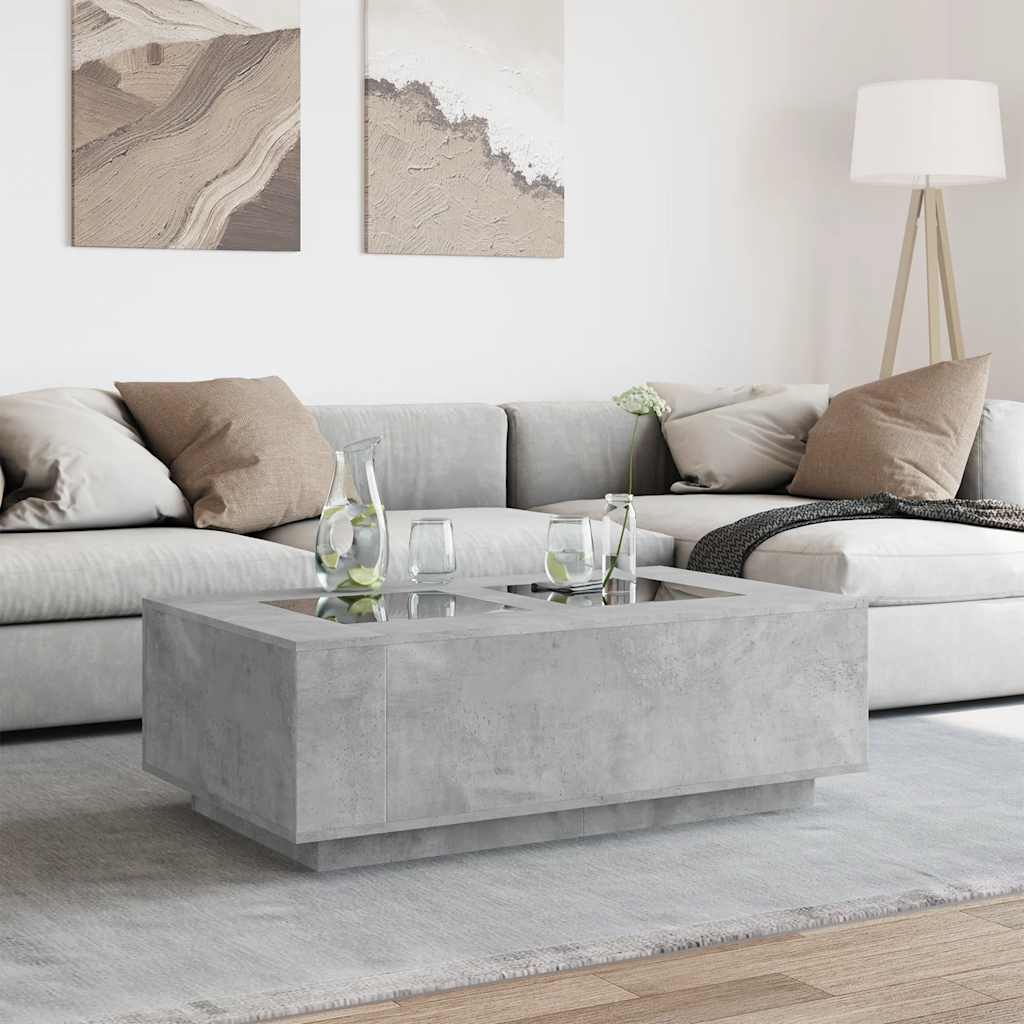 Table basse avec LED infini gris béton 116x69x40 cm - XIOS