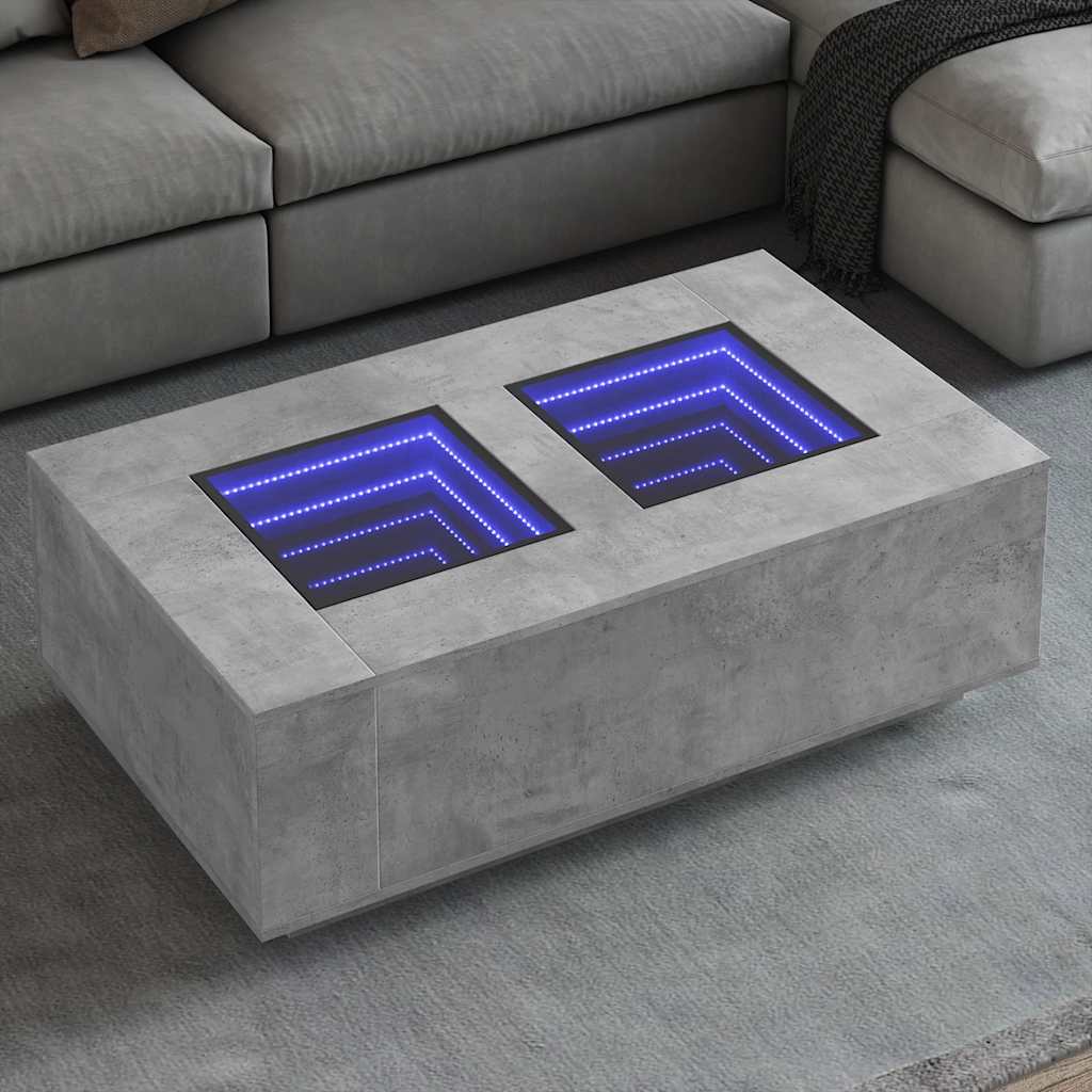 Table basse avec LED infini gris béton 116x69x40 cm - XIOS