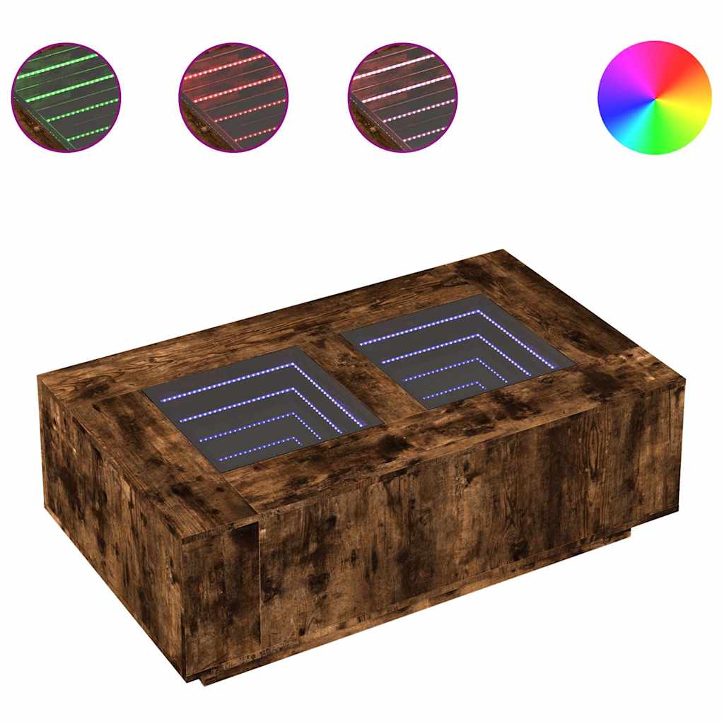 Table basse avec LED infini chêne fumé 116x69x40 cm - XIOS