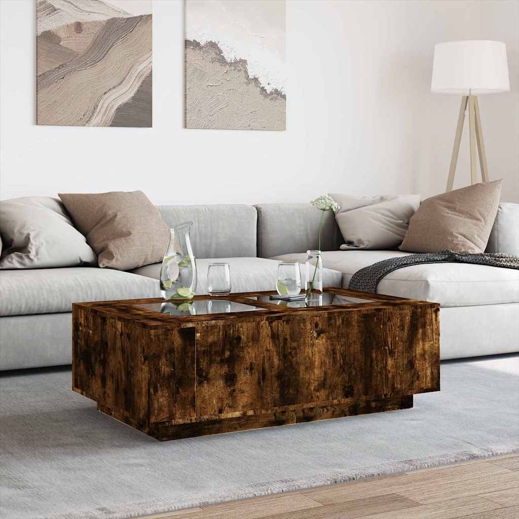 Table basse avec LED infini chêne fumé 116x69x40 cm - XIOS