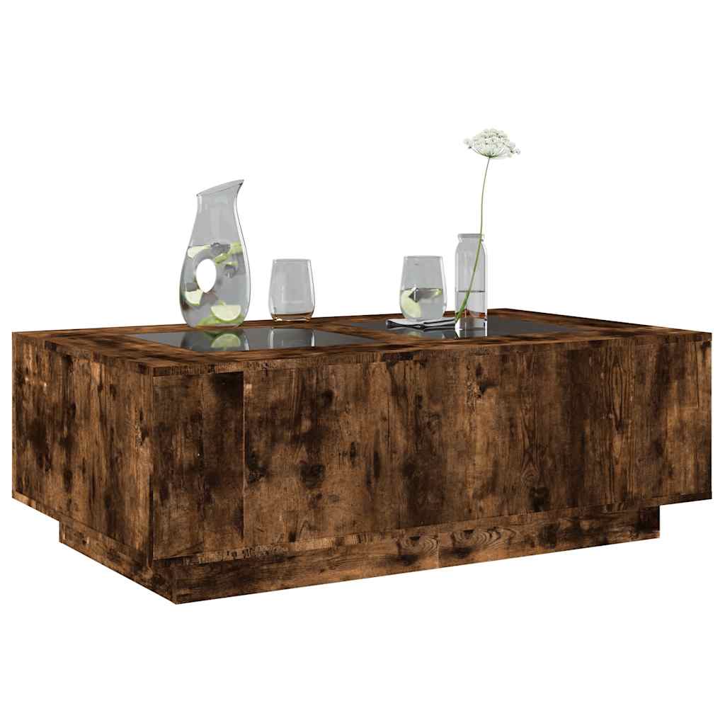 Table basse avec LED infini chêne fumé 116x69x40 cm - XIOS
