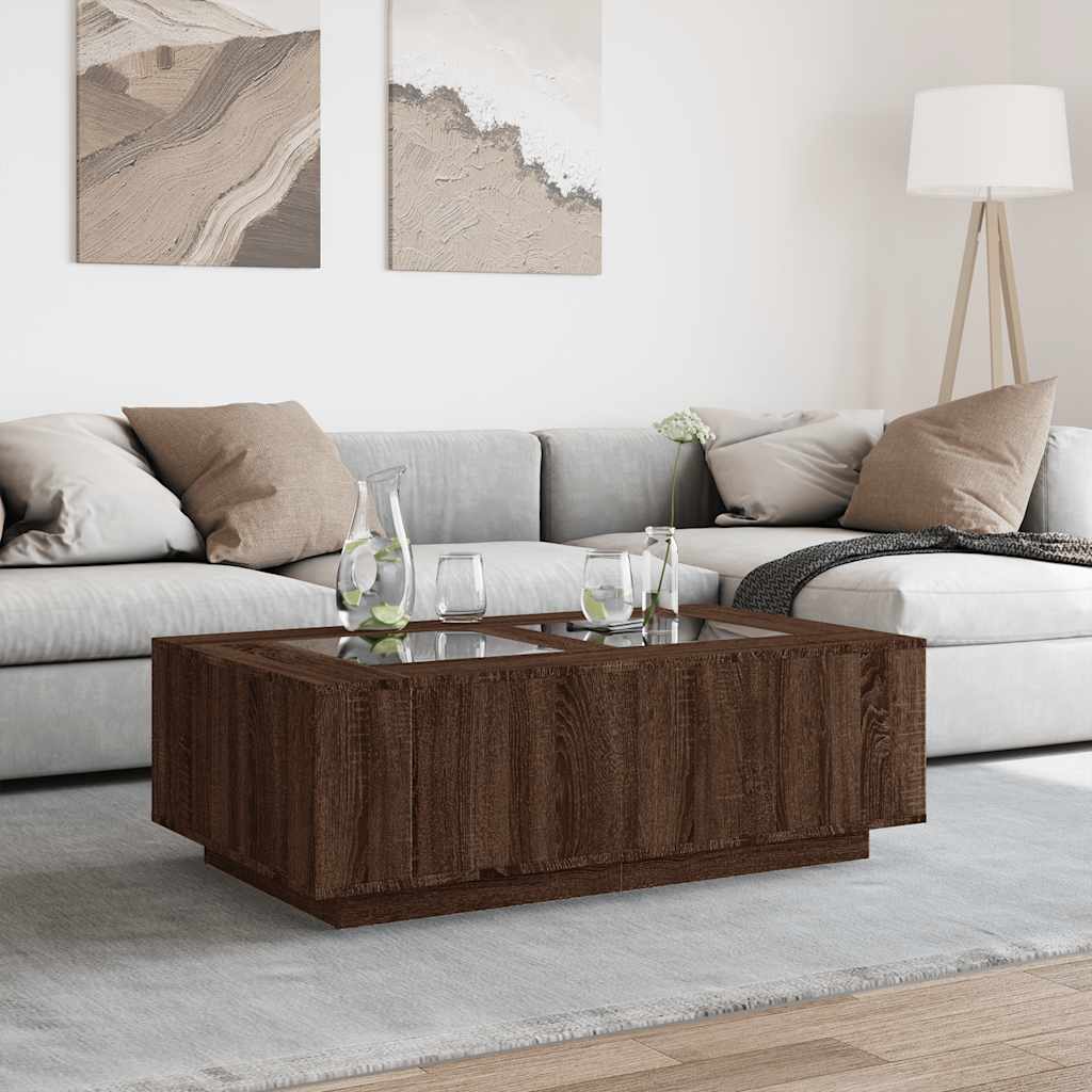 Table basse avec LED infini chêne marron 116x69x40 cm - XIOS