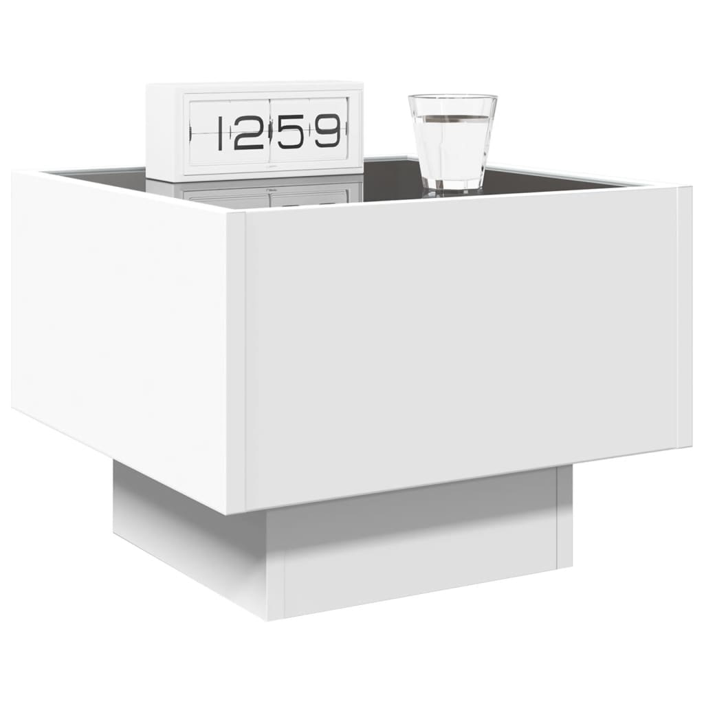 Table de chevet avec LED infini blanc 40x40x30 cm - XIOS