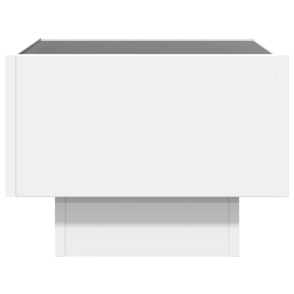 Table de chevet avec LED infini blanc 40x40x30 cm - XIOS