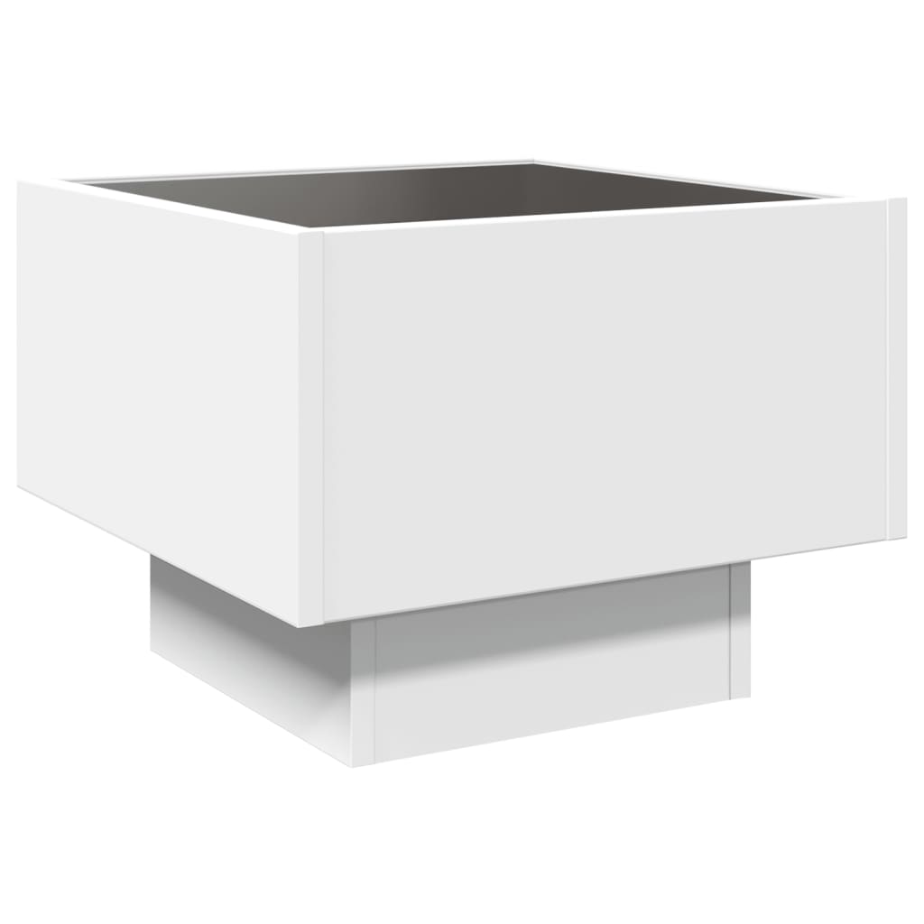 Table de chevet avec LED infini blanc 40x40x30 cm - XIOS