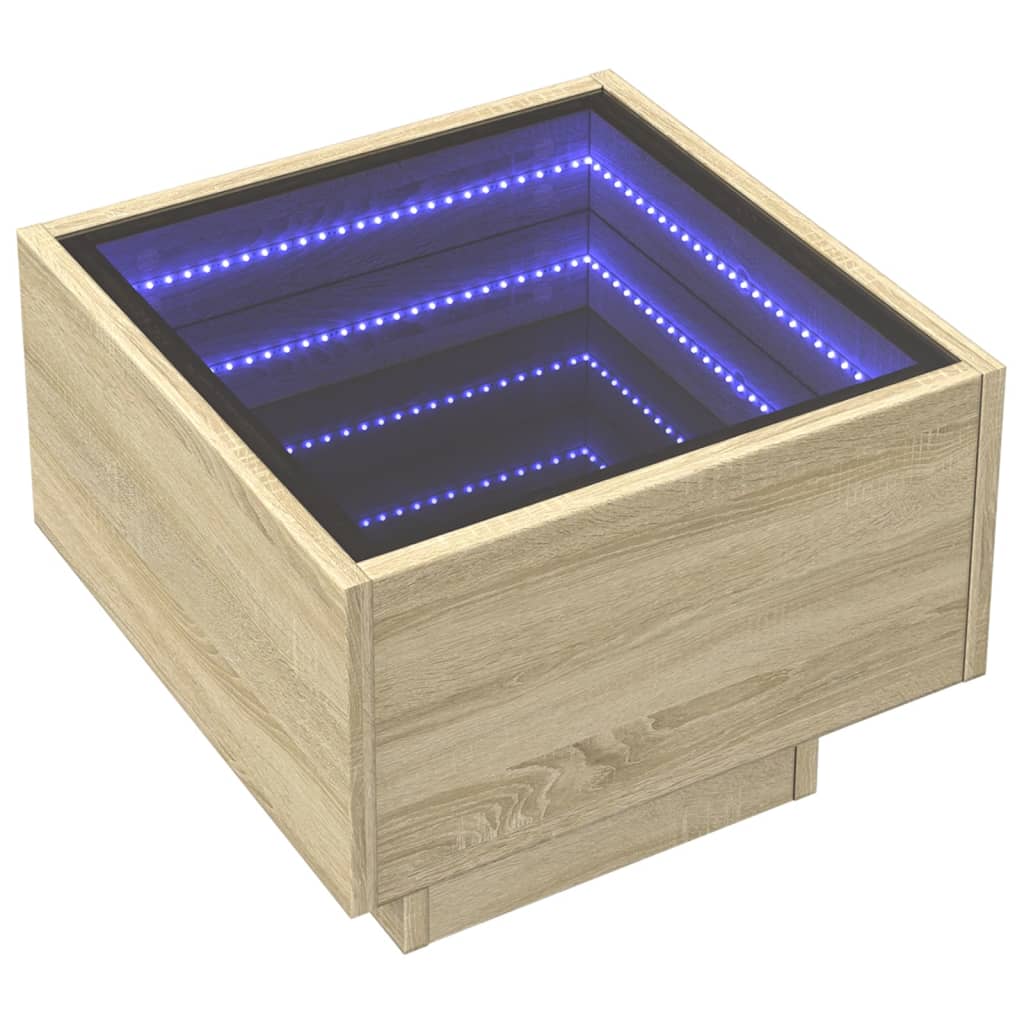 Table de chevet avec LED infini chêne sonoma 40x40x30 cm - XIOS