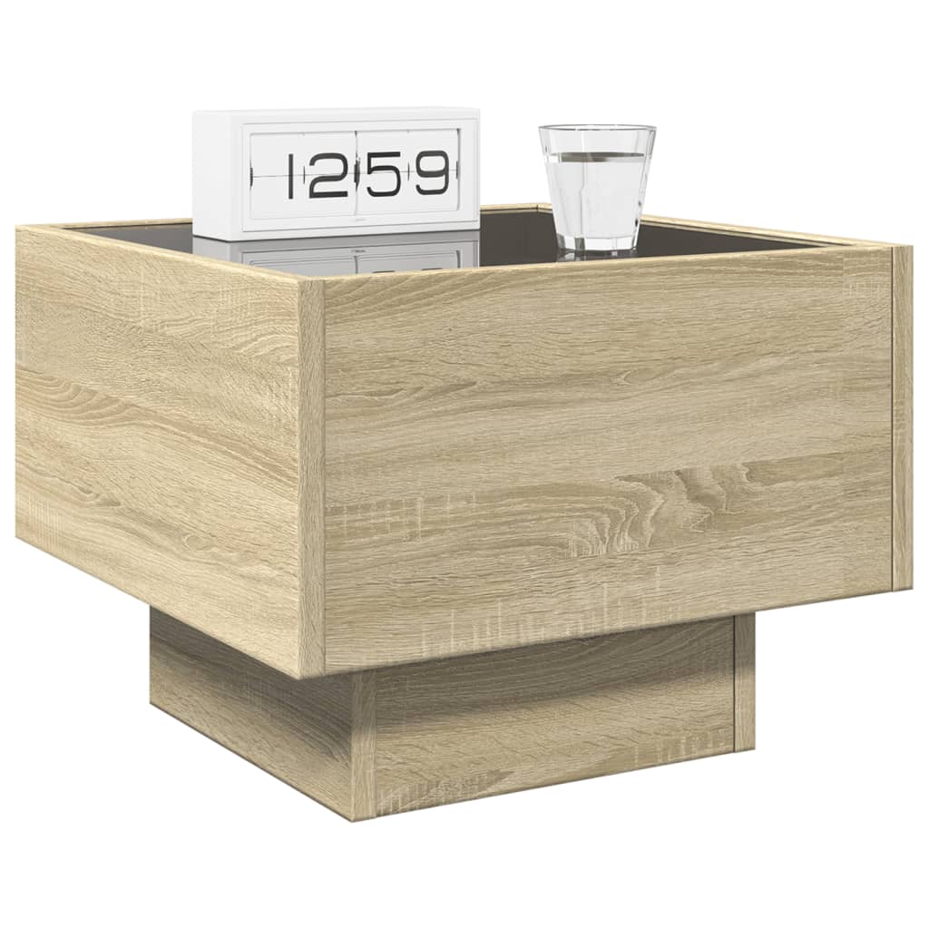 Table de chevet avec LED infini chêne sonoma 40x40x30 cm - XIOS